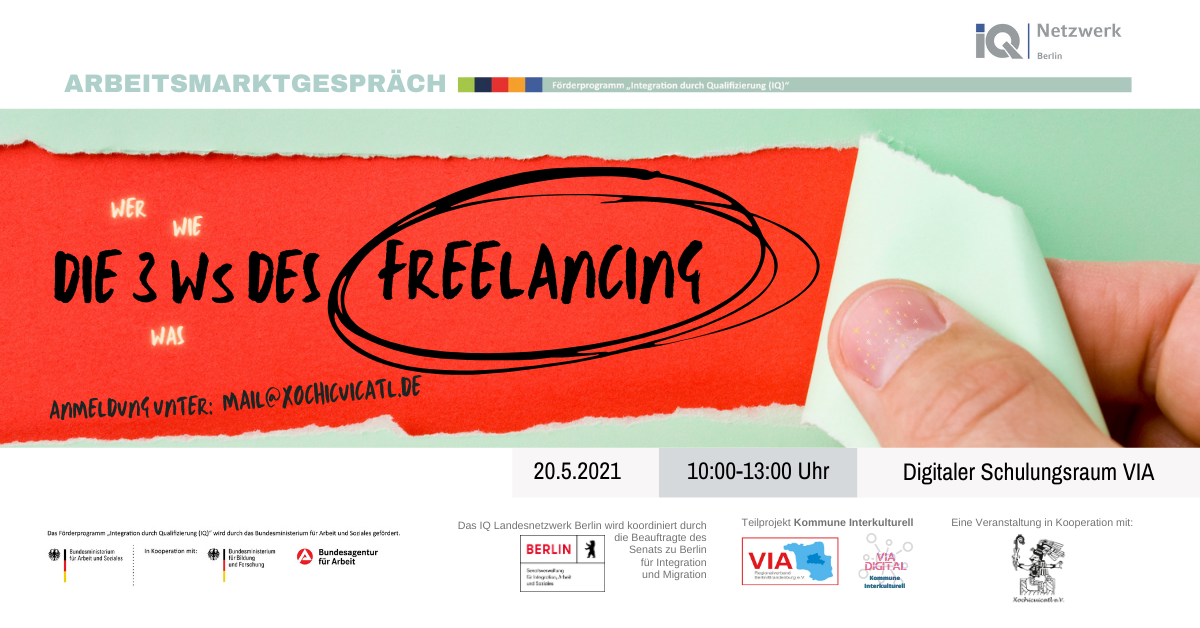 Poster Arbeitsmarktgespräch Die 3 Ws des Freelancing