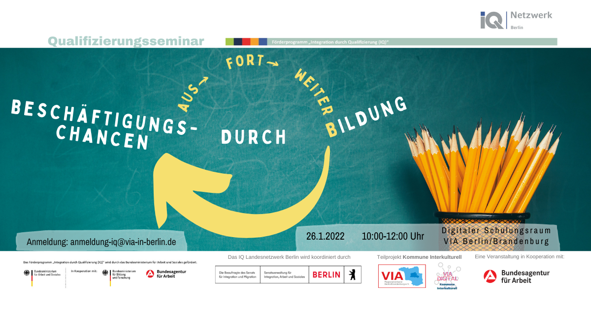 Banner Qualifizierungsseminar Beschäftigungschancen durch Aus-, Fort- und Weiterbildungen